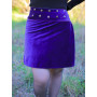 Jupe bleue Trapèze ajustable à bouton, jupe velours asymetrique, jupe velours lisse taille reglable, jupe brillante, jupe rasée