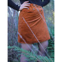 Jupe velours côtelée cuivre marron orange Trapèze ajustable à bouton, coupe asymetrique, fendue taille reglable,