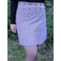 jupe blanche micro motif bleu  jupe Imprimée motif Reversible coton femme ceinture large bouton-pression