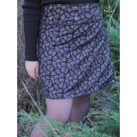 jupe noire pour femme velours imprimé pailletée brillant, jupe chic elegante portefeuille reversible