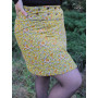 jupe blanche Imprimée Liberte motif petite fleurs jaunes Reversible coton femme ceinture large bouton-pression