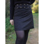 jupe noire chic et elegante en velours brillant téxturé , ceinture large bouton pression taille unique femme