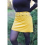 jupe portefeuille jaune velours milleraies Coupe droite Ceinture boutonnée automne hiver collant Mini jupe patineuse