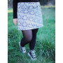 Jupe patineuse taille haute a fleurs bleue ceinture bouton, jupe droite, jupe imprimée, jupe portefeuille