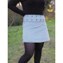 jupe bleue ciel bleu clair côtelé ceinture passepoil Jupe Trapèze coupe A ajustable, asymetrique, taille unique reglable