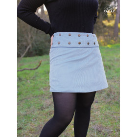 jupe bleue ciel bleu clair côtelé ceinture passepoil Jupe Trapèze coupe A ajustable, asymetrique, taille unique reglable