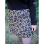 mini jupe femme coupe portefeuille Coton Imprimé marron a fleurs noires