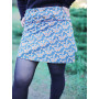 jupe bleue courte à fleurs en coton ceinture large jupe imprimée pas cher de qualité, Tissu fin, jupe portefeuille reversible