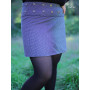 mini Jupe portefeuille habillée coton imprimé points blancs coupe droite ceinture large taille haute