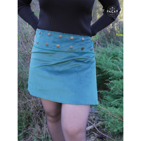 jupe droite en daim velours lisse vert pour femme  jupe Portefeuille reversible évasée enveloppante wrap tube tulipe