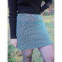 mini jupe verte ceinture bouton pression coton  imprimé géométrique, reversible