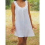 mini robe pour femme boheme encolure rond de couleur blanche