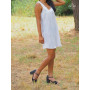robe été courte blanche taille unique pour femme avec col rond