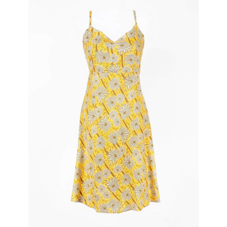robe midi, robe jaune, robe col v, robe fines bretelles, robe dos nu, robe été