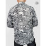 chemise décontractée noire et blanche motif animal et nature