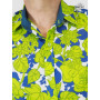Chemise Florale Verte Ajustée en Coton Fin Manche Longue - PETALE