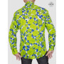 chemise ajustée imprimé à fleurs vert et bleu