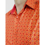 chemise imprimé géométrique rouge satinée