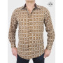 chemise marron rétro vintage imprimé ethnique
