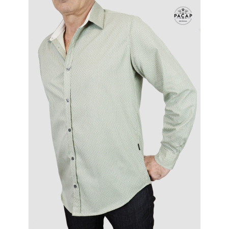 chemise verte en popeline pour homme