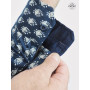 chemise bleue à fleurs manches boutonnées