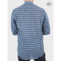 chemise bleue motif provencale ajustée