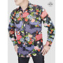 chemise hawaïenne noire imprimé multicolore
