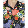 chemise a fleurs décontractée bouton noire