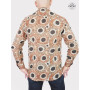 chemise marron cintrée imprimé ethnique manche longue