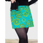 PACAP | Jupe Zippée en Jean Motif Fantaisie Vert et Bleu Turquoise