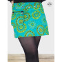 PACAP | Jupe Zippée en Jean Motif Fantaisie Vert et Bleu Turquoise