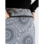 PACAP | Jupe Jean Trapèze Zippée Imprimé Mandala Noir sur Fond Gris
