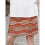 jupe ethnique imprimée orange coupe droite taille haute ajustable femme en coton
