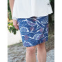 jupe tulipe blue mi-longue coton à motif fleurie taille ajustable femme