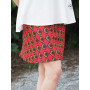 Jupe ethnique rouge fendue bouton pression