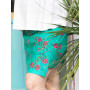 jupe verte pour femme a fleurs rouge coupe trapèze fendue