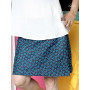 jupe liberty bleue coupe droite fendue coton imprimé tulipe micro motif