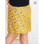 jupe ethnique jaune en voile de coton a bouton pression