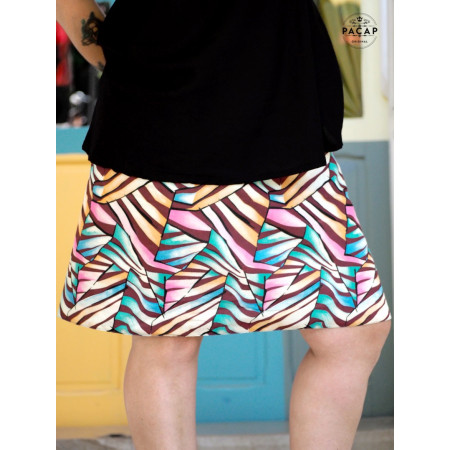 jupe originale motif abtrait style collage multicolore