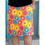 jupe orange coton à fleurs rose bleue et jaune pour femme coupe droite