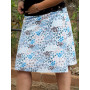 jupe trapèze blanche a fleurs bleue taille haute ajustable
