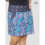 jupe originale imprimé fantaisie a bulles bleue style marin ocean, jupe bleue a poche, jupe en jean, ceinture boutonnée