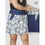 jupe jean portefeuille grande taille plus ajustable imprimé reversible avec poches