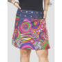 Jupe ethnique multicolore motif africain taille réglable avec poche longueur genoux