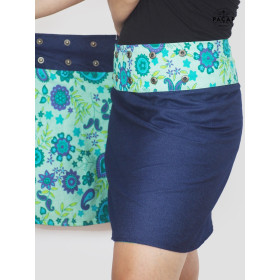 jupe portefeuille grande taille reversible imprimé fleurs vertes