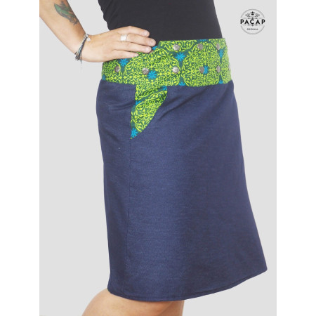 jupe grande taille unique en jean réversible avec poche