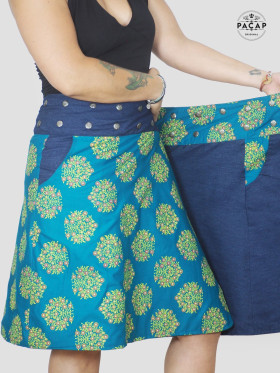 jupe reversible grande taille coton imprimée avec poches
