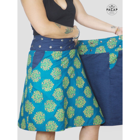 jupe reversible grande taille coton imprimée avec poches
