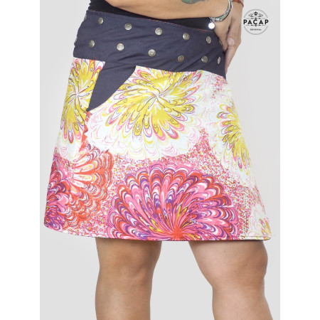 jupe grande taille imprimé originale motif abtrait multicolore