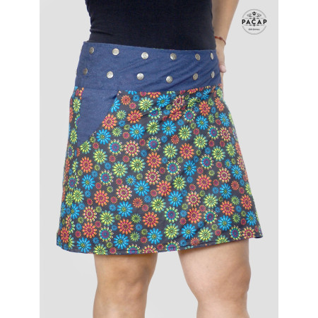 Jupe grande taille imprimé à fleurs avec poche